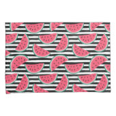 黒いストライプ及び白いパターンの甘いスイカ 枕カバー (正面右)