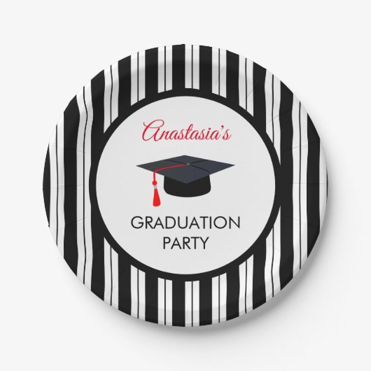 黒いストライプ線とキャップ ペーパープレート (正面)