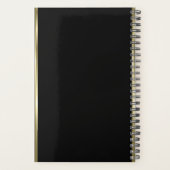 黒いストライプ背景の金ゴールド プランナー手帳 (裏面)