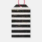 黒いストライプ金ゴールド紙吹雪と松円錐 ギフトタグ (裏面)