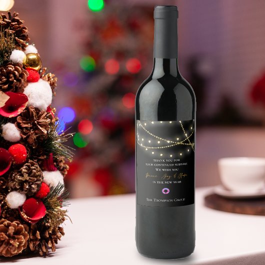 黒いストリングライトありがとうご連絡企業の ワインラベル