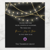 黒いストリングライトありがとうご連絡企業の ワインラベル (シングルラベル)