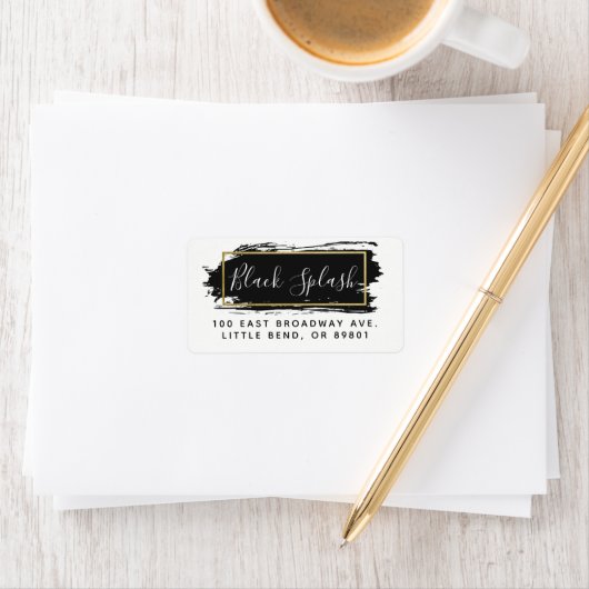 黒いストロ絵を描ークと金ゴールドのジオメトモダンリックアドレス ラベル (インサイチュ)