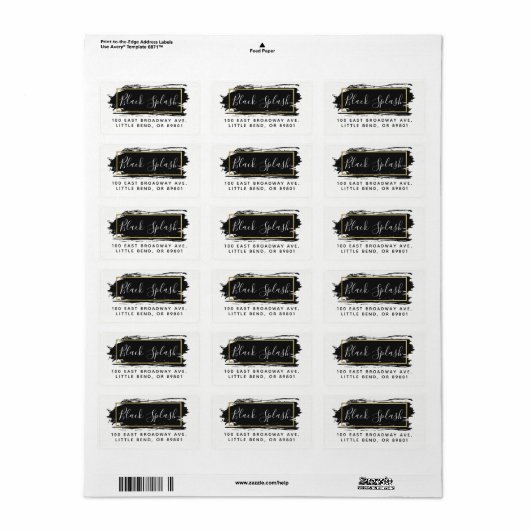 黒いストロ絵を描ークと金ゴールドのジオメトモダンリックアドレス ラベル (フルシート)