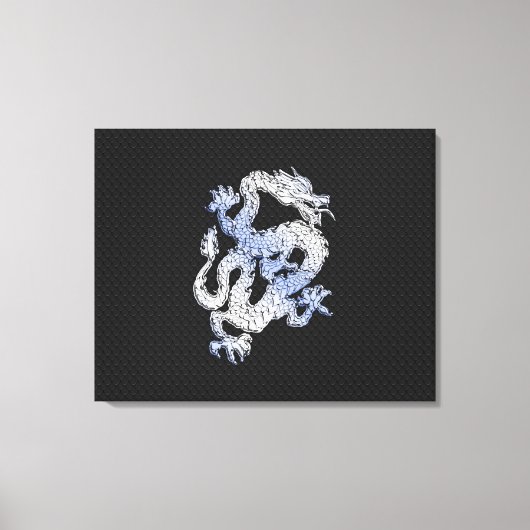黒いスネークスキンのプリントのクロムスタイルのドラゴン キャンバスプリント (正面)