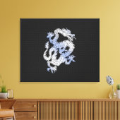 黒いスネークスキンのプリントのクロムスタイルのドラゴン キャンバスプリント (インサイチュ (リビング))