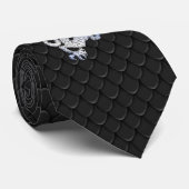 黒いスネークスキンのプリントのクロムスタイルのドラゴン ネクタイ (ロール)