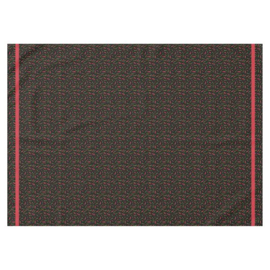 黒いスパイシーなメキシコ料理の赤と緑のチリ テーブルクロス (正面(横))