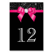 黒いスパンコールのショッキングピンクの弓 テーブルナンバー (裏面)