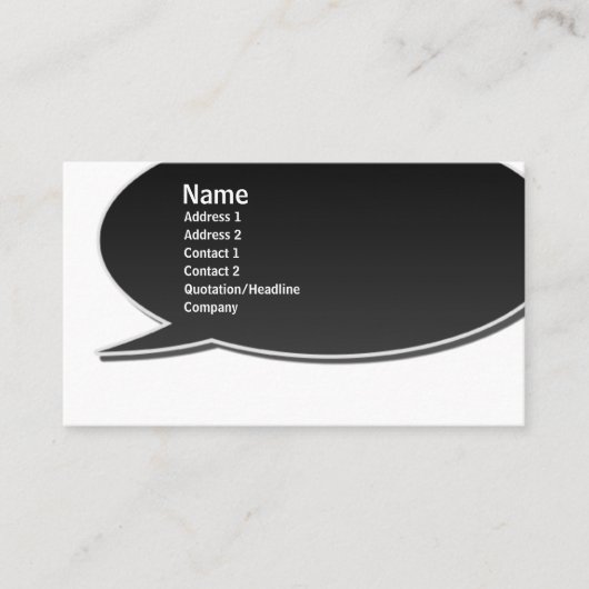 黒いスピーチの泡カード 名刺 (正面)