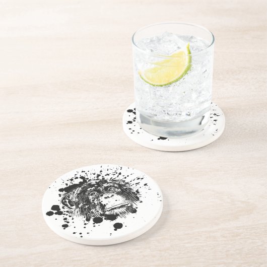 黒いスプラッシュを描いたチンパンジー コースター (側面)