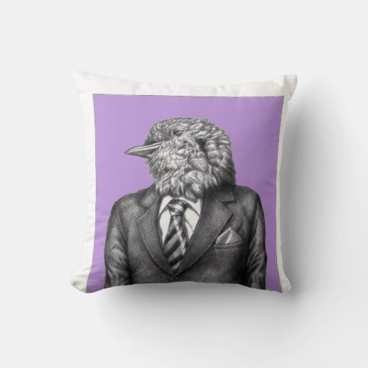 黒いスーツを着た死んだ鳥（すみれ） クッション (正面)