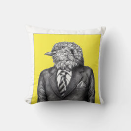 黒いスーツを着た死んだ鳥(レトロ黄) クッション