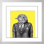 黒いスーツを着た死んだ鳥(レトロ黄) ポスター (正面)