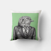 黒いスーツを着た死んだ鳥（萌黄） クッション (裏面)