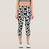 黒いス絵を描プラッシュパターン カプリレギンス (正面)