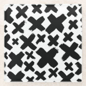 黒いス絵を描プラッシュパターン ガラスコースター (正面)