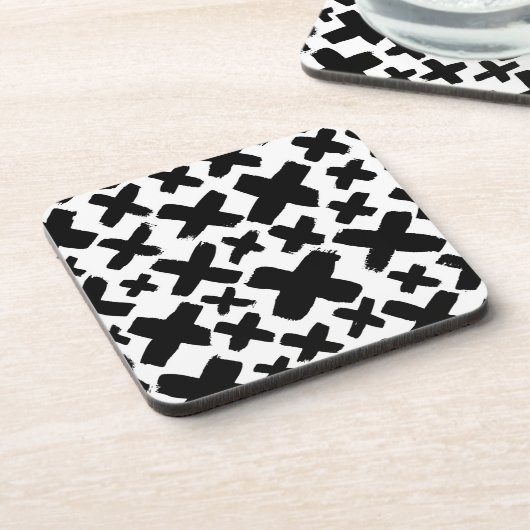 黒いス絵を描プラッシュパターン コースター (左側)
