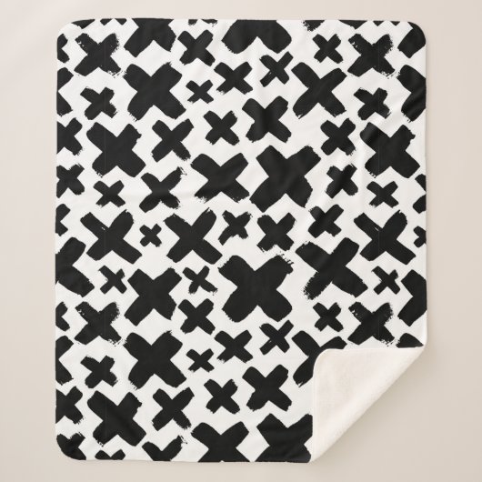 黒いス絵を描プラッシュパターン シェルパブランケット (正面)