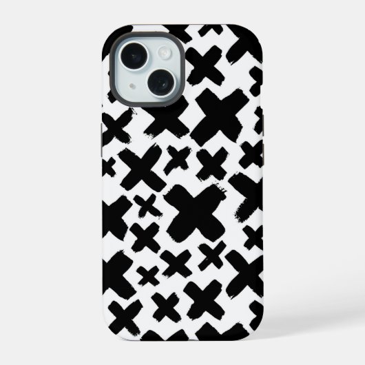 黒いス絵を描プラッシュパターン iPhone 15ケース (裏面)