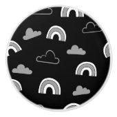 黒いセラミックノブの灰色の雲と虹 セラミックノブ (正面)
