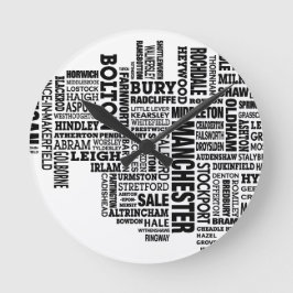 黒いタイプ地図のより素晴らしいマンチェスター ラウンド壁時計