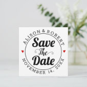 黒いタイポグラフィと赤いハートが背面に写真 セーブザデート (スタンド正面)