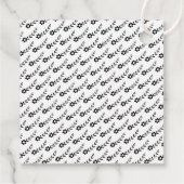 黒いタイポグラフィの花の後で幸結婚福 フェイバータグ (裏面)