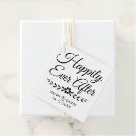 黒いタイポグラフィの花の後で幸結婚福 フェイバータグ