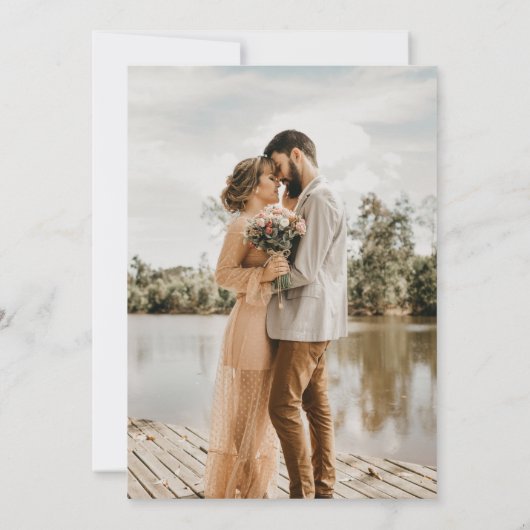 黒いタイポグラフィレタリング結婚式日付を保存 セーブザデート (裏面)