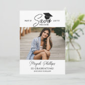 黒いタイポグラフィ写真の卒業式の日付を保存 セーブザデート (スタンド正面)