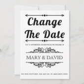 黒いタイポグラフィ日付の発表の変更 セーブザデート (正面)