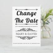 黒いタイポグラフィ日付の発表の変更 セーブザデート (スタンド正面)