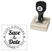 黒いタイポグラフィ結婚式の日付とハートを保存 ラバースタンプ (押印)
