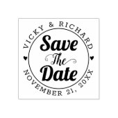 黒いタイポグラフィ結婚式の日付とハートを保存 ラバースタンプ (インプリント)