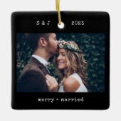 黒いタイミニマルプライター |とメリー写結婚した真 セラミックオーナメント (正面)