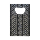 黒いタイヤのゴム製車のな装飾 クレジットカード栓抜き (正面)