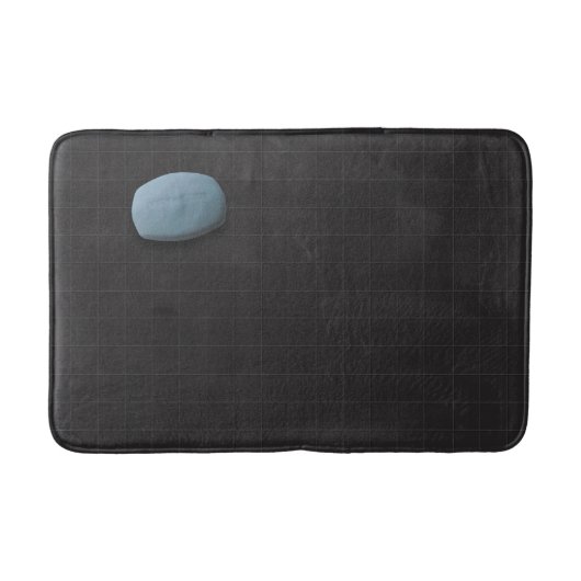 黒いタイルに青い石鹸 バスマット (正面)