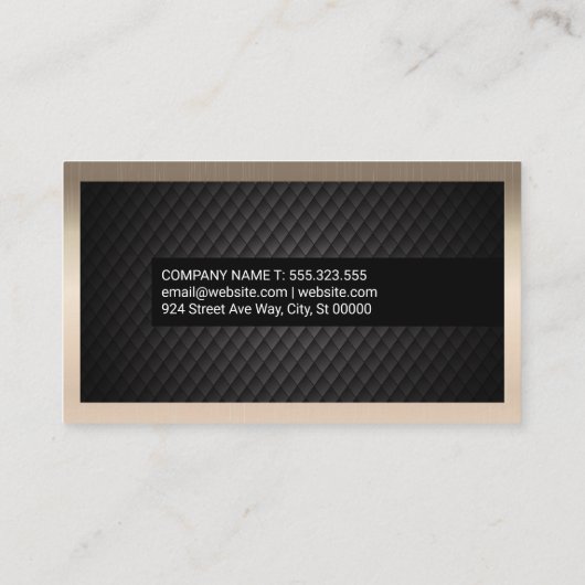 黒いタイルの背景 |ダークメタリック縁ど 名刺 (裏面)