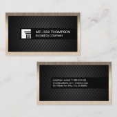 黒いタイルの背景 |ダークメタリック縁ど 名刺 (正面/裏面)