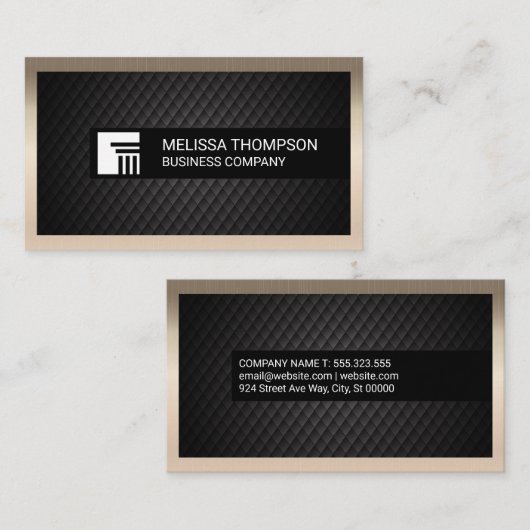 黒いタイルの背景 |ダークメタリック縁ど 名刺 (正面/裏面)