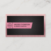 黒いタイルの背景 |メタリックピンク縁ど 名刺 (正面)