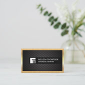 黒いタイルの背景 | 金ゴールド金属縁ど 名刺 (スタンド正面)