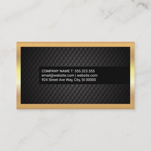 黒いタイルの背景 | 金ゴールド金属縁ど 名刺 (裏面)