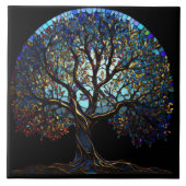 黒いタイル数々のと生命の色のモザイクの木 タイル (正面)