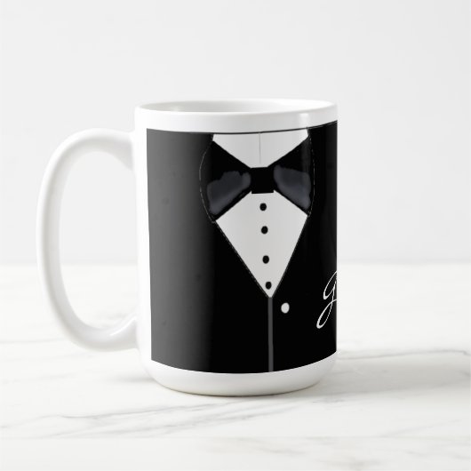 黒いタキシードの花婿 コーヒーマグカップ (左)