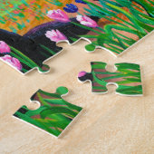 黒いタキシード猫のチューリップの芸術Creationarts ジグソーパズル (側面)