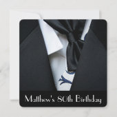 黒いタキシード男子80歳誕生パーティーの招待 招待状 (正面)