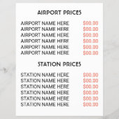 黒いタクシー·キャブ·ロゴ、タクシー·キャブ·ファーム（価格表付き） チラシ (裏面)