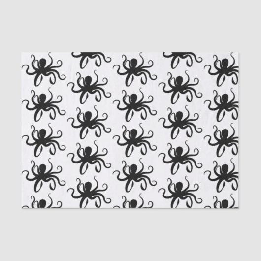 黒いタコのシルエット 薄葉紙 (正面)